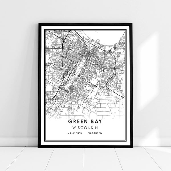 Green Bay map print poster canvas | Wisconsin map print poster canvas  | Green Bay city map print poster canvas