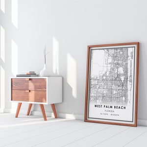West Palm Beach Map Print Poster Canvas | Florida Map Print Poster ...
