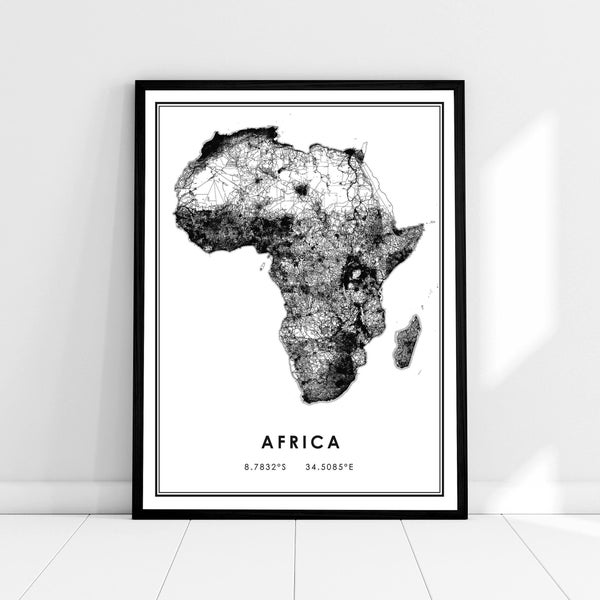 Africa map print poster canvas | Africa road map print poster canvas