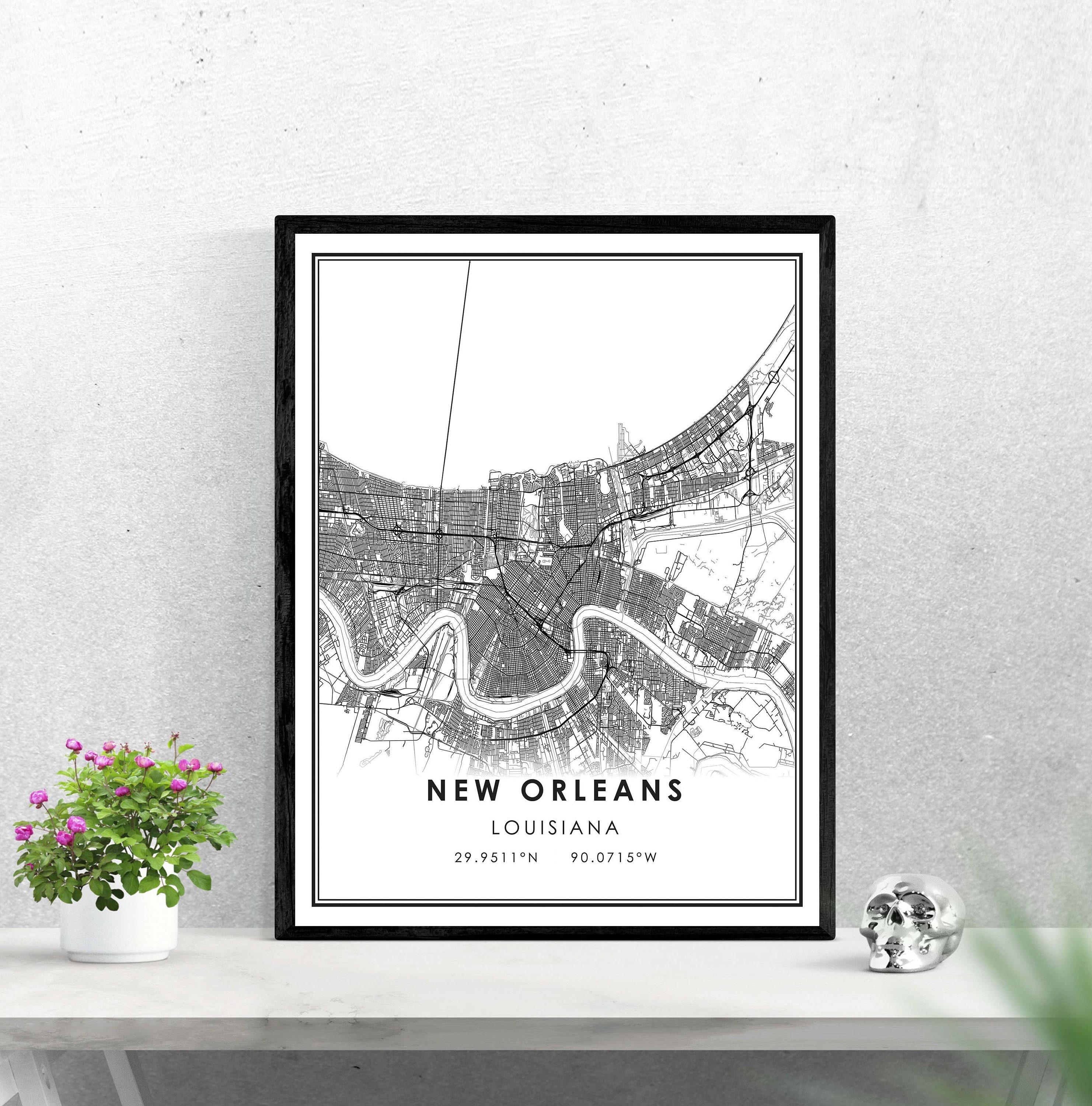 New Orleans map print poster canvas New Orleans city map Etsy