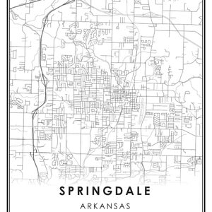 Springdale map print poster canvas Springdale Arkansas map | Etsy
