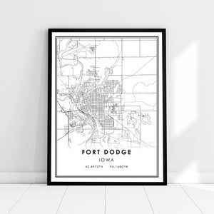 Fort Dodge map print poster canvas | Iowa map print poster canvas | Fort Dodge city map print poster canvas