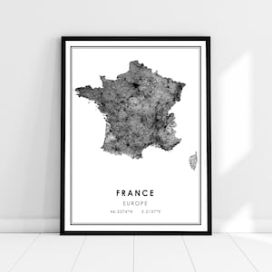 Carte du pays France imprimer poster toile | France Europe Feuille de route du pays imprimer l’affiche canvas