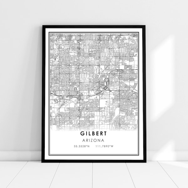 Gilbert map print poster canvas | Arizona map print poster canvas | Gilbert city map print poster canvas