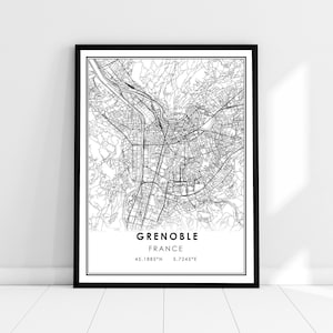 Grenoble map print poster canvas | France map print poster canvas | Grenoble city map print poster canvas
