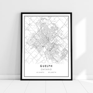 Guelph map print poster canvas | Ontario map print poster canvas | Guelph city map print poster canvas