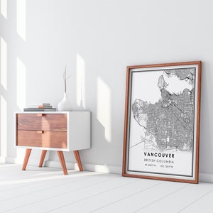 Vancouver map print poster canvas | British Columbia map print poster canvas | Vancouver city map print poster canvas image 8