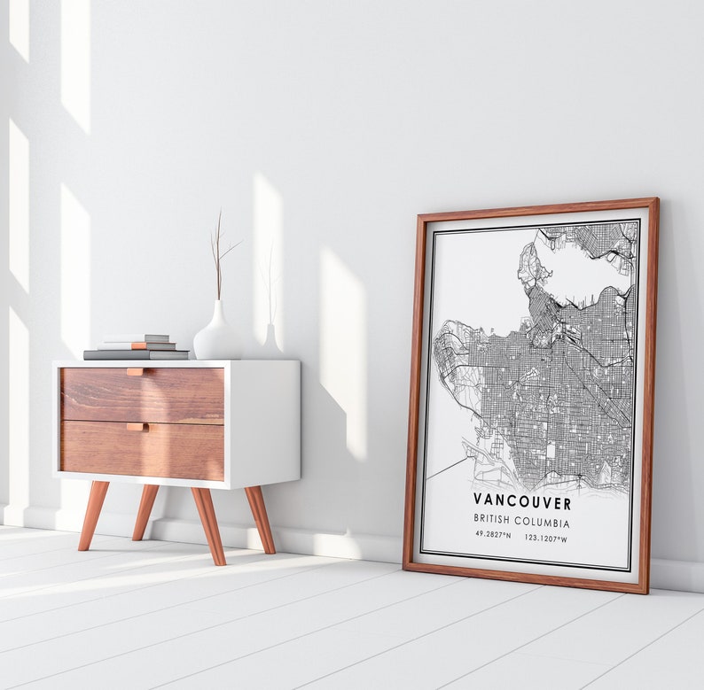 Vancouver map print poster canvas | British Columbia map print poster canvas | Vancouver city map print poster canvas image 8