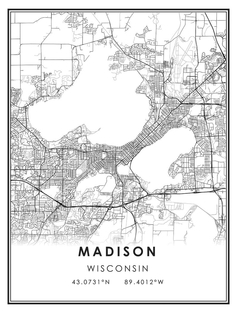 Madison map print poster canvas Madison city map print | Etsy