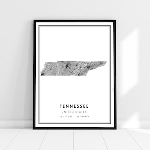 Tennessee map print poster canvas | United States road map print poster canvas | Tennessee road map print canvas