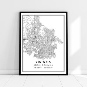 Carte de Victoria imprimer affiche toile | Carte de la Colombie-Britannique imprimer la toile d’affiche | Carte de la ville de Victoria imprimer poster canvas