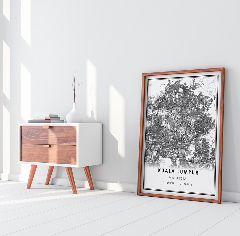 Kuala Lumpur Map Print Poster Canvas Malaysia Map Print Etsy
