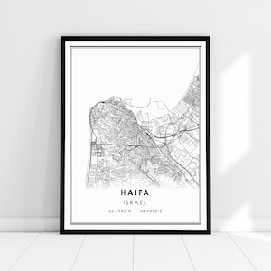 Haifa map print poster canvas | Israel map print poster canvas | Haifa city map print poster canvas