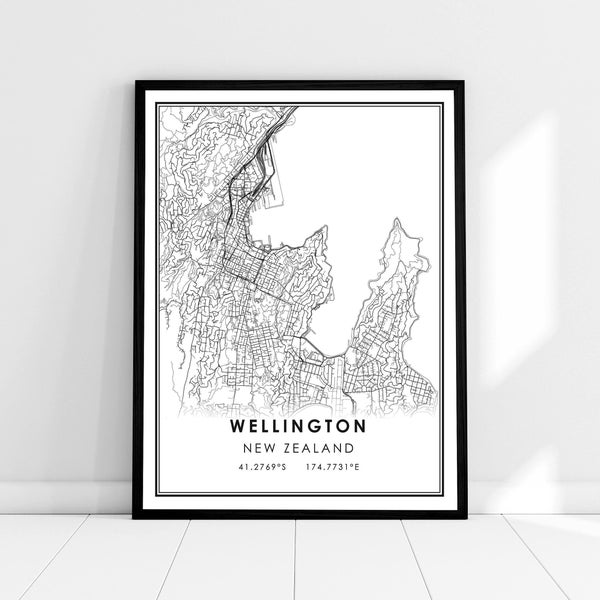 Wellington map print poster canvas | New Zealand map print poster canvas | Wellington city map print poster canvas