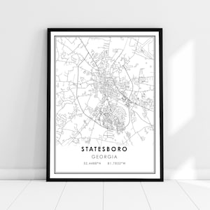 Statesboro map print poster canvas | Georgia map print poster canvas | Statesboro city map print poster canvas