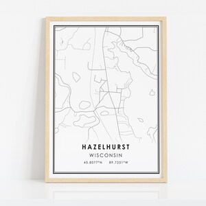 Hazelhurst map print poster canvas Wisconsin map print poster canvas Hazelhurst city map print poster canvas image 2