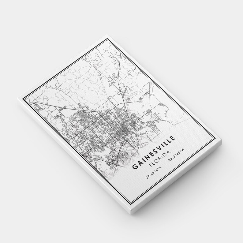 Gainesville Map Print Poster Canvas Florida Map Print Poster Etsy