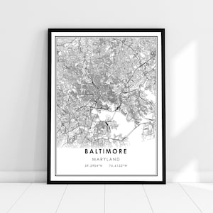 Baltimore map print poster canvas | Maryland map print poster canvas | Baltimore city map print poster canvas
