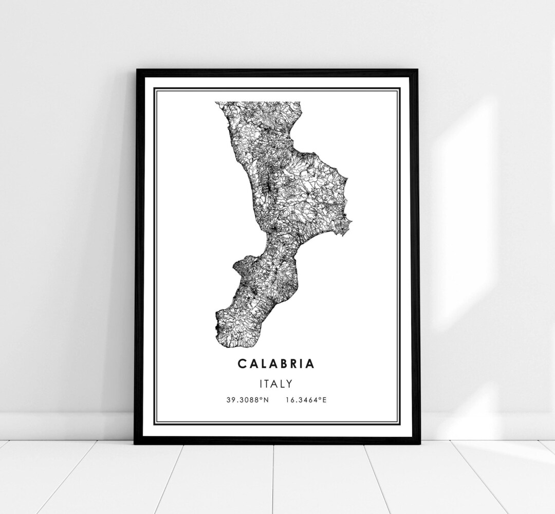 Calabria Map Print Poster Canvas Italy Map Print Poster Canvas Calabria