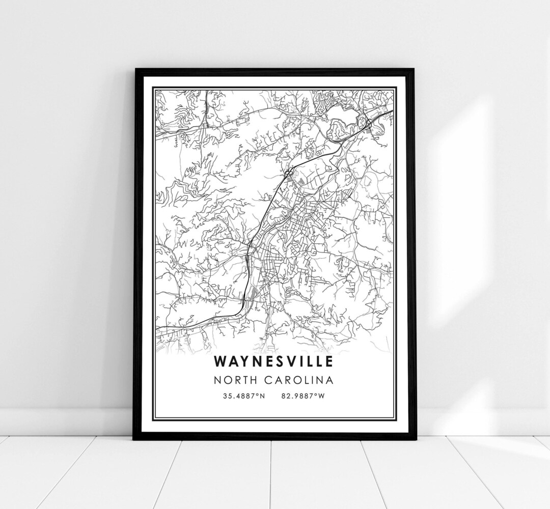 Waynesville Map Print Poster Canvas North Carolina Map Print Poster