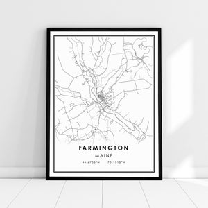 Farmington Maine map print poster canvas | Farmington city map print poster canvas