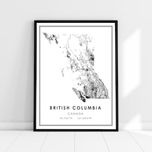 British Columbia map print poster canvas | Canada map print poster canvas | British Columbia city map print poster canvas