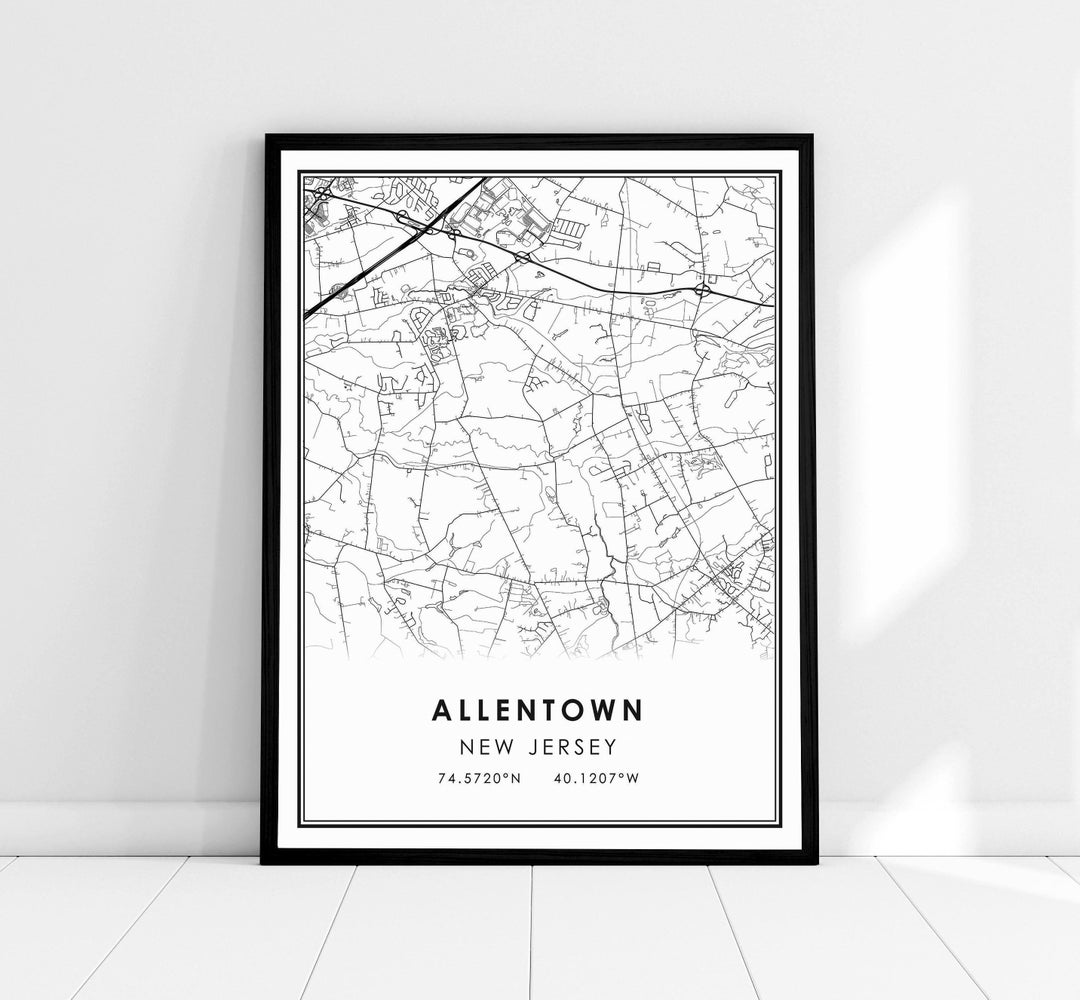 Allentown New Jersey Map Print Poster Canvas Allentown City Map Print