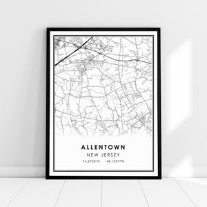 Allentown New Jersey map print poster canvas | Allentown city map print poster canvas