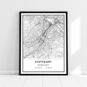 Stuttgart map print poster canvas | Germany map print poster canvas | Stuttgart city map print poster canvas