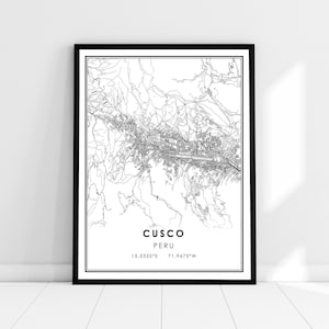 Cusco map print poster canvas | Peru map print poster canvas | Cusco city map print poster canvas