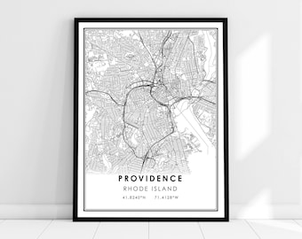Providence map print poster canvas | Rhode Island map print poster canvas | Providence city map print poster canvas