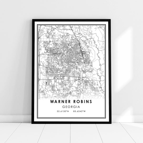 Warner Robins map print poster canvas | Georgia map print poster canvas | Warner Robins city map print poster canvas