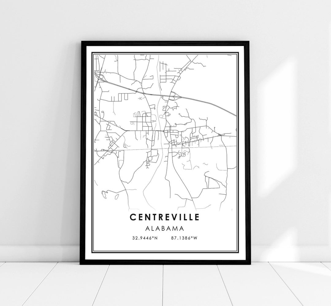 Centreville Map Print Poster Canvas Alabama Map Print Poster Canvas 