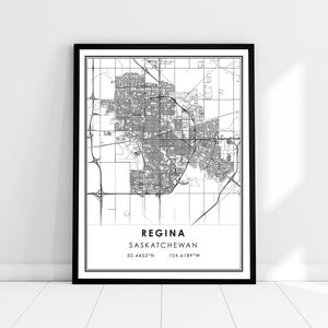 Carte de Regina imprimer la toile d’affiche | Carte de la Saskatchewan imprimer une toile d’affiche | Carte de la ville de Regina imprimer la toile de l’affiche