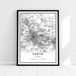 Tianjin map print poster canvas | China map print poster canvas | Tianjin city map print poster canvas