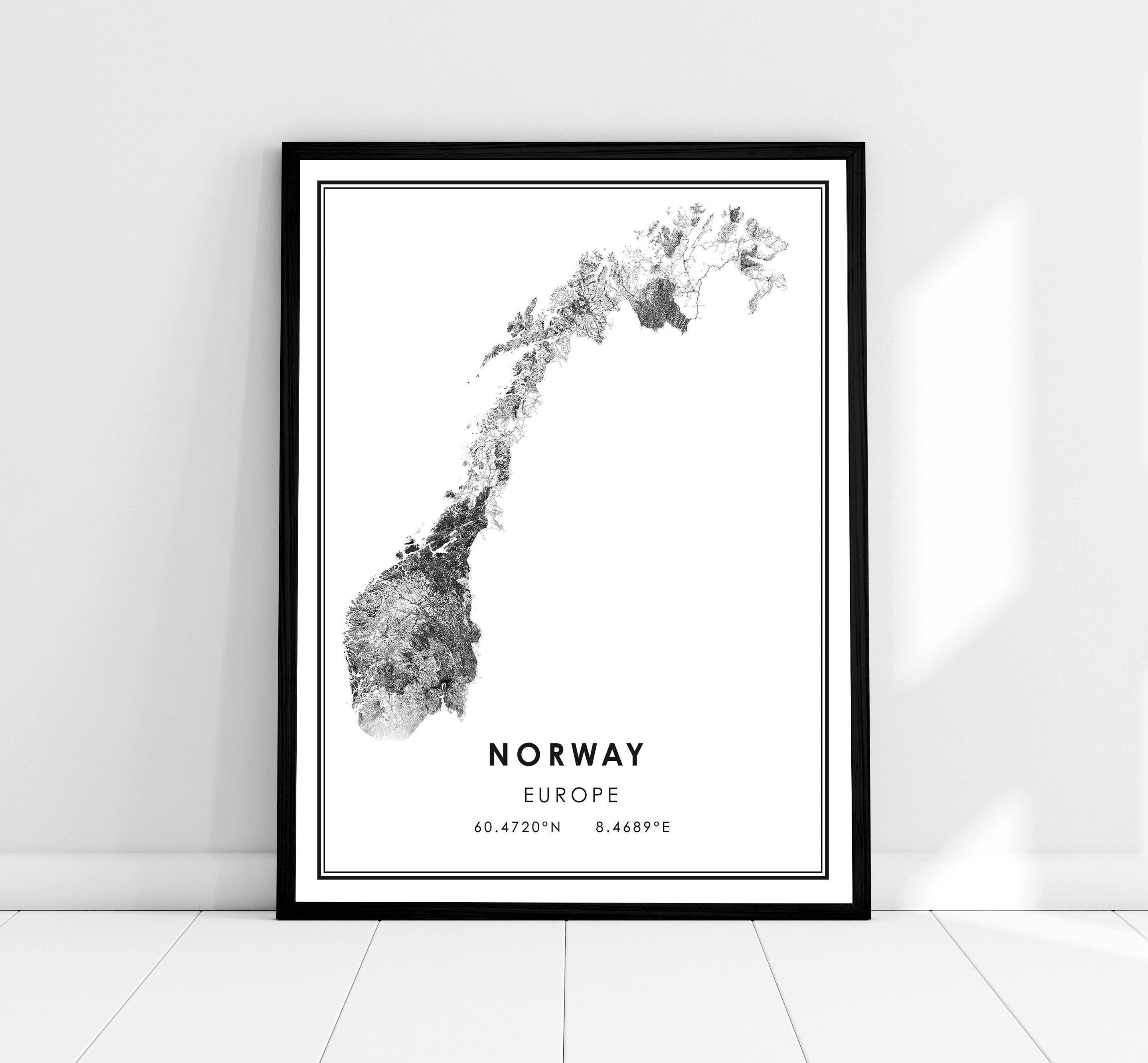 Map of Portugal Art Print Illustration North Central -  Norway