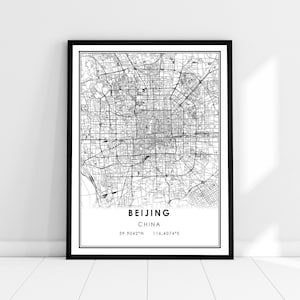 Beijing map print poster canvas | China map print poster canvas | Beijing city map print poster canvas