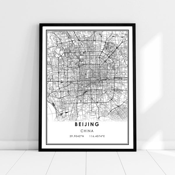 Beijing map print poster canvas | China map print poster canvas | Beijing city map print poster canvas