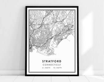 Stratford Connecticut map print poster canvas | Stratford city map print poster canvas