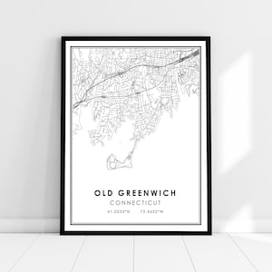 Old Greenwich map print poster canvas | Connecticut Old Greenwich  map print poster canvas | Old Greenwich map print poster canvas