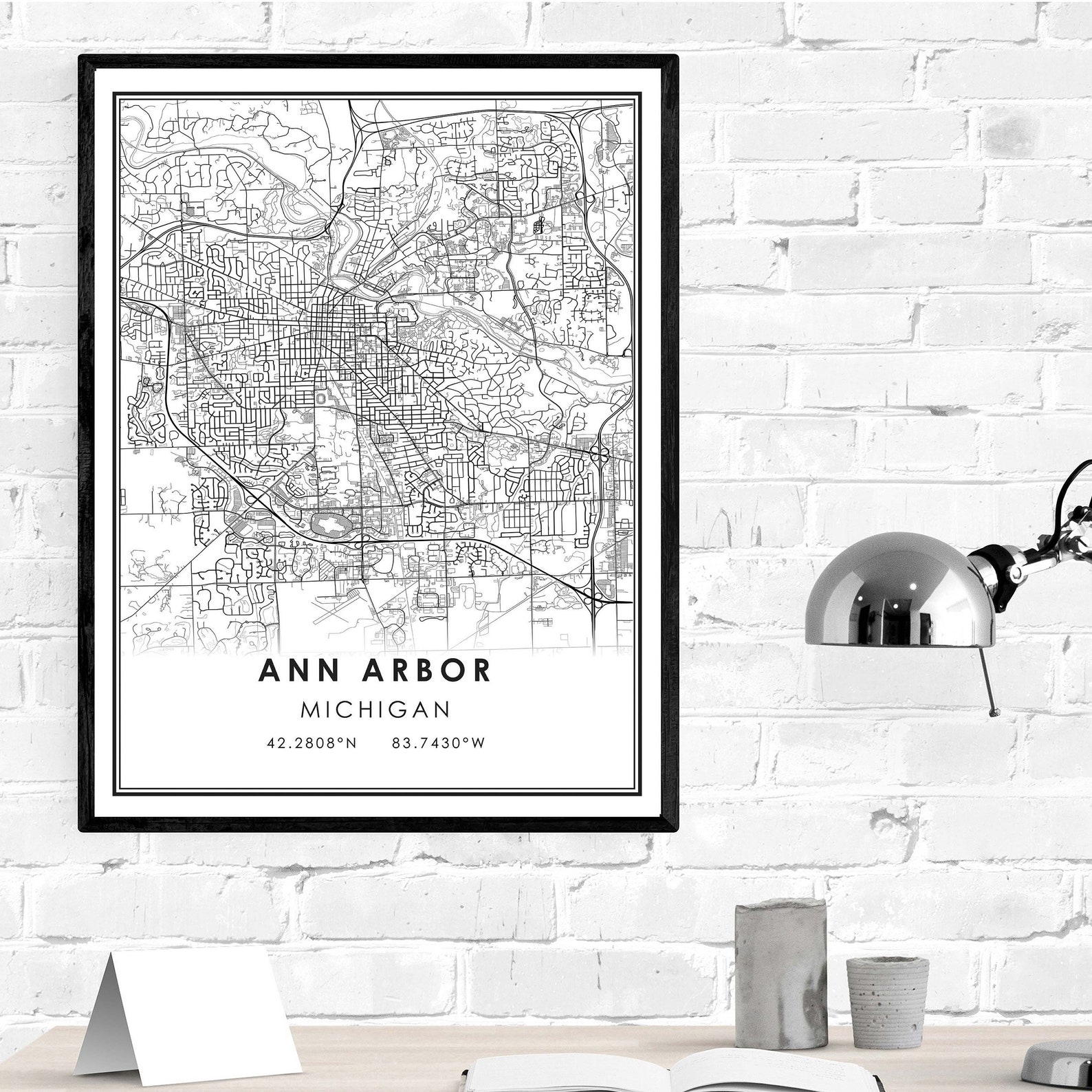 Ann Arbor Map Print Poster Canvas Michigan Map Print Poster Etsy