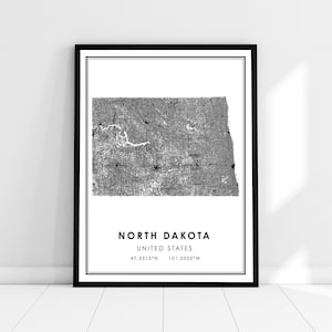 North Dakota map print poster canvas | North Dakota United States road map print poster canvas