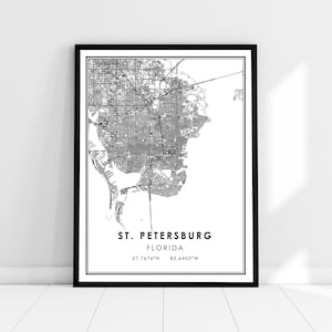 St. Petersburg map print poster canvas | Florida map print poster canvas | St. Petersburg city map print poster canvas