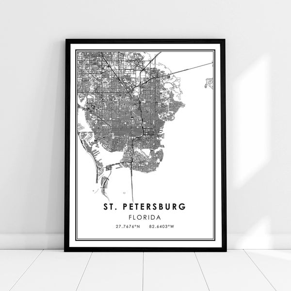 St. Petersburg map print poster canvas | Florida map print poster canvas | St. Petersburg city map print poster canvas