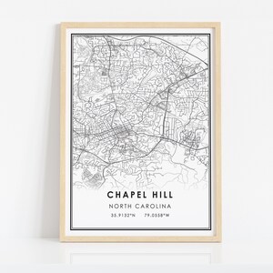 Chapel Hill Map Print Poster Canvas | North Carolina Map Print Poster ...