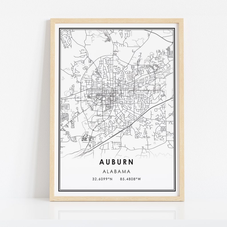 Auburn Map Print Poster Canvas Alabama Map Print Poster - Etsy
