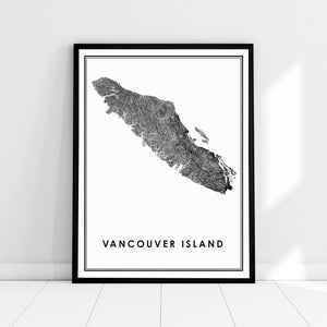 Carte de l’île de Vancouver imprimer poster canvas | Carte de l’île de Vancouver imprimer poster canvas | Carte de la ville de l’île de Vancouver imprimer une toile d’affiche