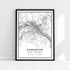 Charleston map print poster canvas | West Virginia map print poster canvas | Charleston city map print poster canvas