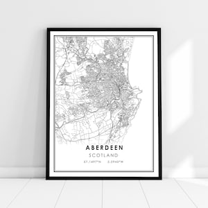 Aberdeen map print poster canvas | Scotland map print poster canvas | Aberdeen city map print poster canvas
