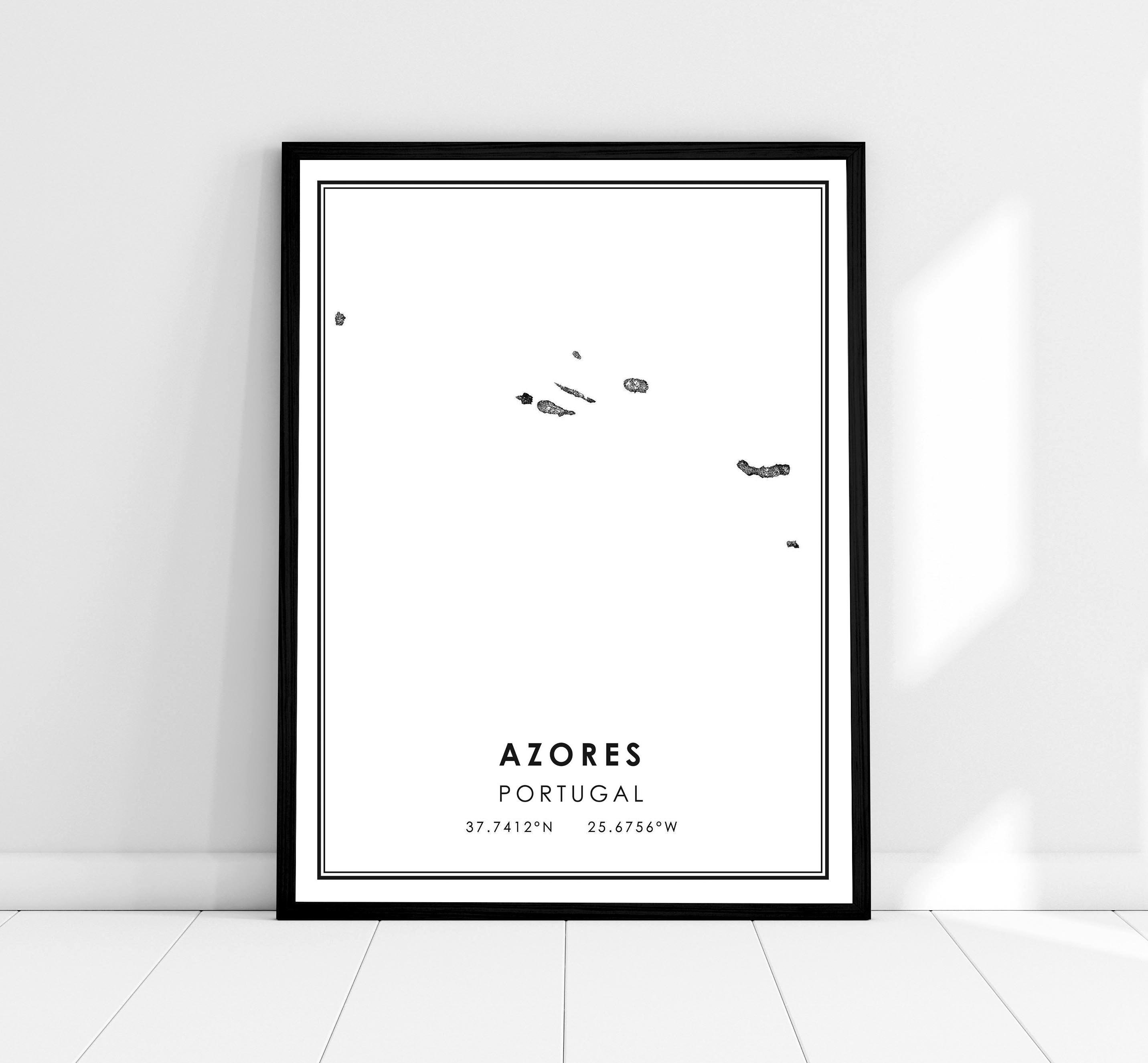 Azores Map Print Poster Canvas | Portugal Map Print Poster Canvas ...